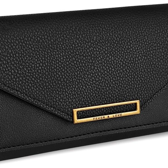 Women Wallet PU Leather Bi-Fold Slim Long Credit Card Organizer Black - Picture 1 of 7